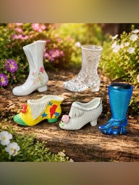 5-Vintage 1970’s Miniature Boots & Shoes. Selling as Group. Couple Japan. BR